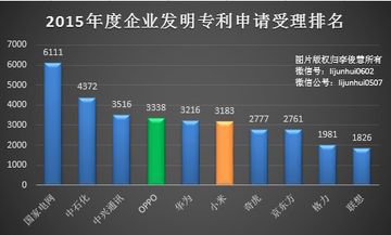 2015年度企業(yè)發(fā)明專利申請(qǐng)受理排名 2015年度企業(yè)發(fā)明專利申請(qǐng)受理排名